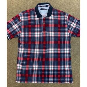 Vintage Tommy Hilfiger Shirt Mens M Plaid Short Sleeve Polo 90s Preppy Knit